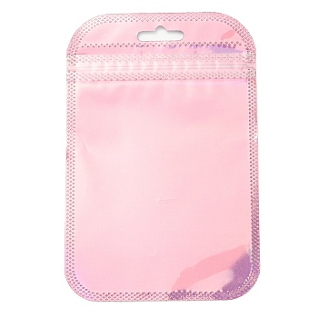 Plastic Laser Packaging Yinyang Zip Lock Bags, Top Self Seal Pouches, Rectangle, Pink, 13x8.5x0.15cm, Unilateral Thickness: 2.5 Mil(0.065mm)