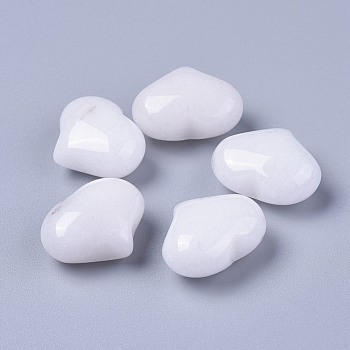 Natural White Jade Heart Love Stone, Pocket Palm Stone for Reiki Balancing, 20x25x11~13mm