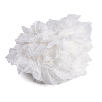 10M Double-Layer Pleated Polyester Chiffon Lace Trim, for Costume Decoration, White, 2 inch(50mm), about 10.94 Yards(10m)/Bag