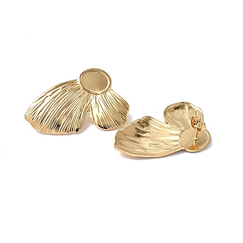 Ion Plating(IP) 304 Stainless Steel Stud Earring Findings, Butterfly with Oval Tray Earring Settings, with Ear Nuts, Real 18K Gold Plated, Tray: 10x8mm, 37.5x24x2.8mm, Pin: 0.7mm