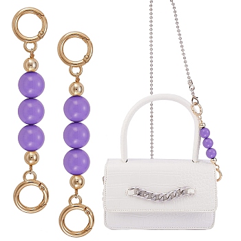 Bag Extension Chain, with ABS Plastic Beads and Light Gold Alloy Spring Gate Rings, for Bag Replacement Accessories, Dark Violet, 13.8cm