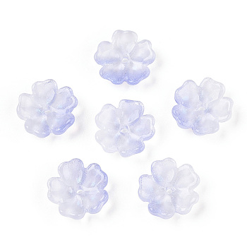 Baking Painted Transparent Glass Bead Caps, Lotus, Lilac, 15x3.5~4.5mm, Hole: 1.6mm, about 980~1000pcs/set