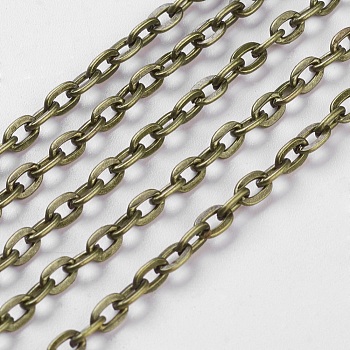 Iron Cable Chains, Unwelded, with Spool, Flat Oval, Cadmium Free & Nickel Free & Lead Free, Antique Bronze, 5x3.3x0.9mm, about 164.04 Feet(50m)/roll
