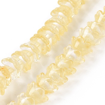 Transparent Glass Beads Strands, Flower, Light Khaki, 11~12x7.5~8mm, Hole: 1.4mm, about 50pcs/strand, 11.42''(29cm)