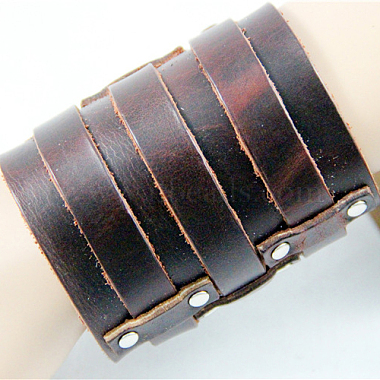 Панк-рок стиле коровьей кожаные браслеты(BJEW-O088-02B)-3