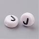 Flat Round with Letter J Acrylic Beads(X-PL37C9070-J)-2