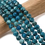 Natural Map Stone Beads Strands, Star Cut Round Beads, Dyed & Heated, Faceted, Teal, 5~6x5~6x5~6mm, Hole: 1~1.2mm, about 64~68pcs/strand, 14.80''~15.04''(37.6~38.2cm)(G-Z119-A23-01)
