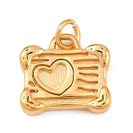 304 Stainless Steel Charms, Camera with Heart, with Jump Ring, Golden, 10.5x11.5x3mm(STAS-I360-03G)