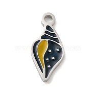 304 Stainless Steel Enamel Pendants, Laser Cut, Conch Charm, Stainless Steel Color, 16.5x7.5x1.5mm, Hole: 1.8mm(STAS-Q301-05P)