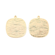 Rack Plating Brass Pendants, Textured, Square Charm, Real 18K Gold Plated, 17.5x15.5x1mm, Hole: 1mm(KK-M261-27G)