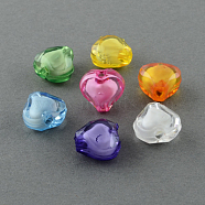 Transparent Acrylic Beads, Bead in Bead, Faceted, Heart, Mixed Color, 19x20x11mm, Hole: 3mm, about 23pcs/50g(X-TACR-S114-20mm-M)