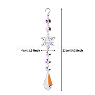 Snowflake Faceted Glass Suncatchers, Platinum Tone Metal Hanging Ornaments, Kite, 230x40mm(PW-WG24776-01)