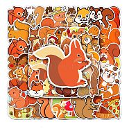 Autumn Theme PVC Adhesive Stickers, for Suitcase, Skateboard, Refrigerator, Helmet, Mobile Phone Shell, Squirrel Pattern, 5.5~8.5x5.5~8.5cm, 50pcs/bag(STIC-PW0001-222)