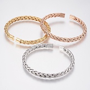 304 Stainless Steel Cuff Bangles Torque Bangles, Mixed Color, 55x60mm(2-1/8 inchx2-3/8 inch)(BJEW-H570-27)