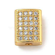 Brass Micro Pave Clear Cubic Zirconia Beads, Rectangle, Real 18K Gold Plated, 11x8.5x5.5mm, Hole: 2mm(KK-G493-36G)