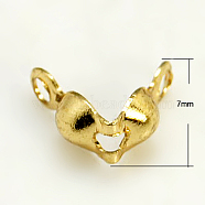 Brass End Bead Tips, Calotte Ends, Clamshell Knot Cover, Golden, about 7mm long, hole: 1mm, Inner: 4mm(KK-E248-G)
