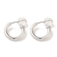 Brass Clip-on Earrings for Women Men, with Silicone, Round Ring, Platinum, 15x2mm(KK-K371-26P)