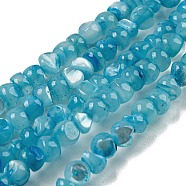 Natural White Shell Dyed Beads Strands, Nuggets, Light Sky Blue, 2.5~3.5x3~3.5x2~3.5mm, Hole: 0.4mm, about 139pcs/strand, 15.16''(38.5cm)(BSHE-Z005-03B)