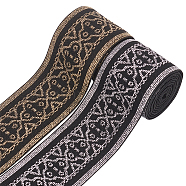 4 Yards 2 Colors Flat Flower Nylon Elastic Wide Band, Black Soft Elastic Band for Sewing Supplies, Mixed Color, 52mm, 2 yards/color(OCOR-FG0001-85)