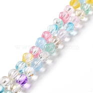 Transparent Glass Beads Strands, Lantern, Colorful, 8.5x7.5x8mm, Hole: 1.2mm, about 45~46pcs/strand, 14.37 inch(36.5cm)(GLAA-F114-02A-05)