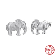 925 Sterling Silver Elephant Stud Earrings, Real Platinum Plated, 9x11mm(STER-P065-05P)