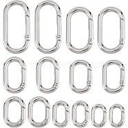 14Pcs 7 Styles Zinc Alloy Key Clasps, Spring Gate Rings, Oval Rings, Platinum, 21~49.5x14~25x3.5~5mm, 2pcs/style(FIND-BC0002-92A)