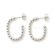 304 Stainless Steel Oval Stud Earrings, Half Hoop Earrings for Women, Stainless Steel Color, 24x18mm, Pin: 0.8mm(EJEW-K242-07P)