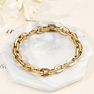 304 Stainless Steel Double Cable Link Chain Bracelets for Women Men, Ion Plating(IP), Golden, 8-5/8 inch(21.8cm)(BJEW-F488-36G)