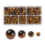 340Pcs 4 Style Grade A+ Natural Tiger Eye Beads, Round, 4mm/6mm/8mm/10mm, Hole: 1mm(G-LS0001-50)