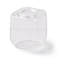 Handmade Blown Glass Bottles, for Glass Vial Pendants Making, Square, Clear, 16~16.5x14~15x14~14.5mm, Hole: 3.5~6mm(GLAA-B005-02A)