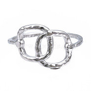 304 Stainless Steel Interlocking Oval Open Cuff Ring, Hollow Chunky Ring for Women, Stainless Steel Color, US Size 6 3/4(17.1mm)(RJEW-T023-79P)