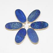 Synthetic Lapis Lazuli Big Pendants, Dyed, Oval, with Golden Tone Brass Findings, 52~56x24~26x4~6mm, Hole: 2mm(G-Q983-A01)