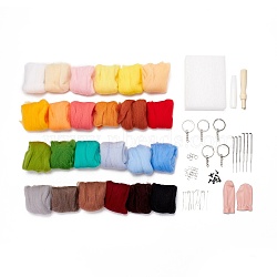 DIY Needle Felting Tools Set, with Iron Needles, Foam Chassis, Leather Figerstalls, Keychain Clasps, Open Jump Rings, Eye Pins, Plastic Craft Eyes & Wool, Glue, Wooden Handle, Mixed Color, 6~120x6~90x0.5~29mm(DIY-D063-06P)