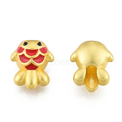 Alloy Enamel European Beads, Large Hole Beads, Fish, Matte Gold Color, 14x11.5x7.5mm, Hole: 4mm(FIND-G035-68MG)