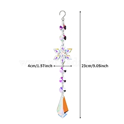 Snowflake Faceted Glass Suncatchers, Platinum Tone Metal Hanging Ornaments, Kite, 230x40mm(PW-WG24776-01)