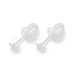999 Sterling Silver Stud Earrings for Women, with 999 Stamp, Star, 4x4mm(EJEW-S215-30S-06)