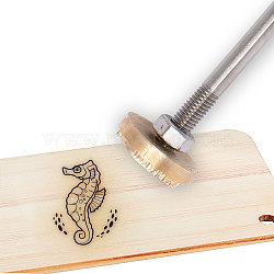 Stamping Embossing Soldering Brass with Stamp, for Cake/Wood, Sea Horse Pattern, 30mm(AJEW-WH0113-15-232)