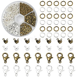 DIY Jewelry Making Finding Kit, Including Iron Open Jump Rings & Bead Tips, Zinc Alloy Lobster Claw Clasps, Mixed Color, 5~12x0.7~4mm, Inner Diameter: 3~3.6mm, 560Pcs/box(DIY-YW0006-30-A)