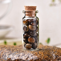 Glass Wishing Bottles, Reiki Natural Tiger Eye Drift Chip Beads inside for DIY Jewelry Making Home Decoration, 22x30mm(PW-WG27717-07)