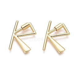 Brass Screw Carabiner Lock Charms, for Necklaces Making, Real 18K Gold Plated, Polishing, Letter, Letter.K, 33x23x2.5mm, Screw: 7x5mm(KK-I663-01G-K)