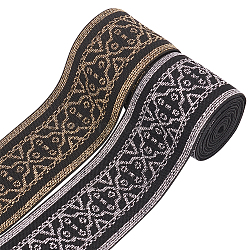 4 Yards 2 Colors Flat Flower Nylon Elastic Wide Band, Black Soft Elastic Band for Sewing Supplies, Mixed Color, 52mm, 2 yards/color(OCOR-FG0001-85)