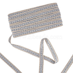 Polyester Woven Ribbon, Flat, Silver, 3/4 inch(20mm), about 15.31 Yards(14m)/Card(WCOR-WH0001-04D)