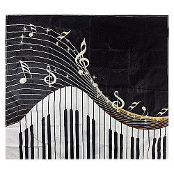 Piano Pattern Linen Tablecloth, for Home Decorations, Square, Black, 1370x1370x0.6mm(AJEW-WH0528-69A)