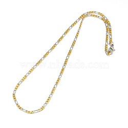 304 Stainless Steel Figaro Chain Necklace Making, Ion Plating(IP), Mixed Color, 17.91 inch(45.5cm), 3mm(STAS-A028-N022C)