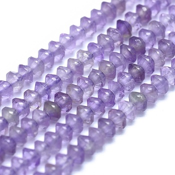 Natural Amethyst Beads Strands, Bicone, Faceted, 3x2mm, Hole: 0.5mm, about 190~200pcs/strand, 15.35 inch(39cm)