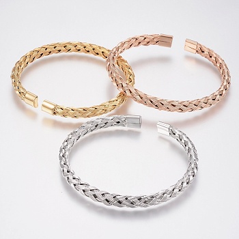 304 Stainless Steel Cuff Bangles Torque Bangles, Mixed Color, 55x60mm(2-1/8 inchx2-3/8 inch)