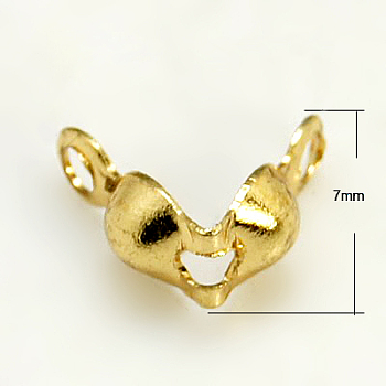Brass End Bead Tips, Calotte Ends, Clamshell Knot Cover, Golden, about 7mm long, hole: 1mm, Inner: 4mm