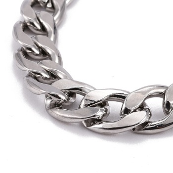 Unisex 304 Stainless Steel Cuban Chain Necklaces, Stainless Steel Color, 20.47 inch(52cm)