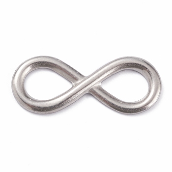 304 Stainless Steel Links Connectors, Infinity, Stainless Steel Color, 14x36x2mm
