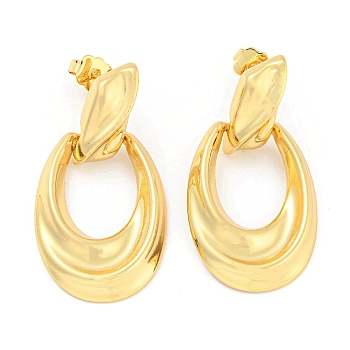 Hollow Teardrop Rack Plating Brass Dangle Stud Earrings, Long-Lasting Plated, Cadmium Free & Lead Free, Real 18K Gold Plated, 39.5x20mm
